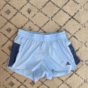 High waisted light blue adidas athletic shorts!! (Stretchy waist)